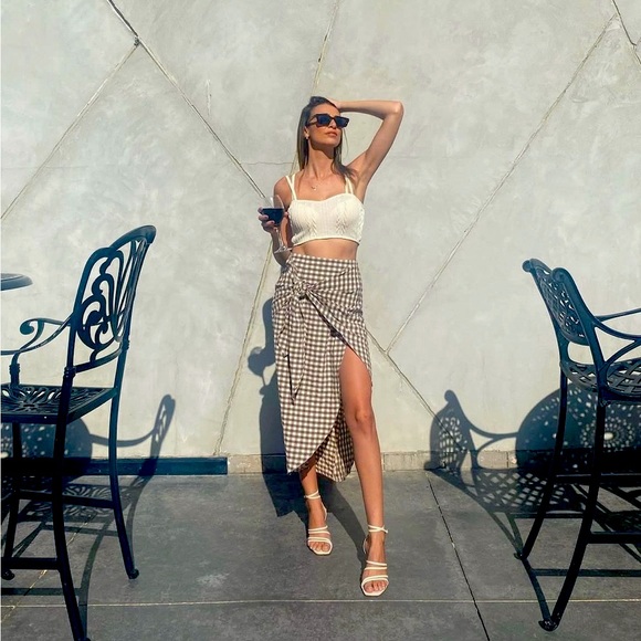 ZARA Gingham wrap skirt NWT - Picture 12 of 12